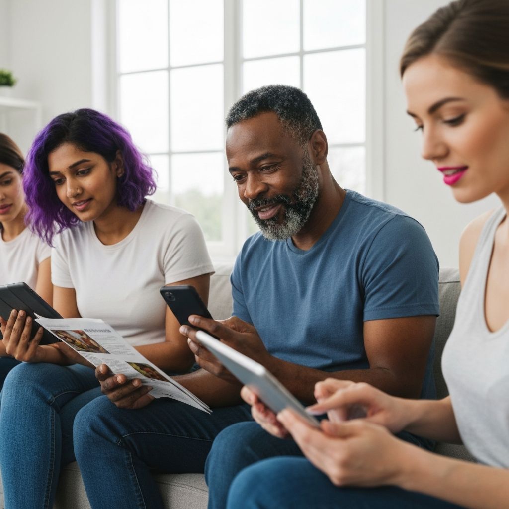 Lidé hledající informace o doplňcích a péči